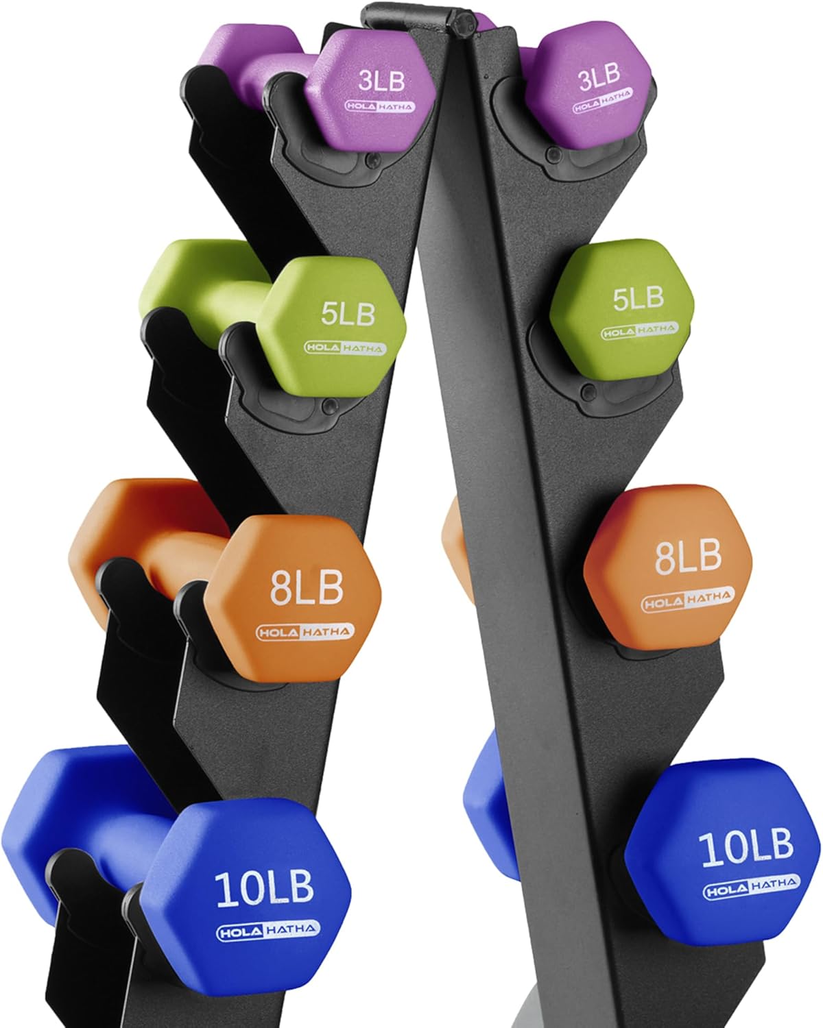 1, 2 and 3 lb Neoprene Dumbbell Strength Training Weight Set with Rack