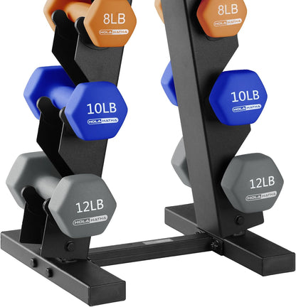 1, 2 and 3 lb Neoprene Dumbbell Strength Training Weight Set with Rack