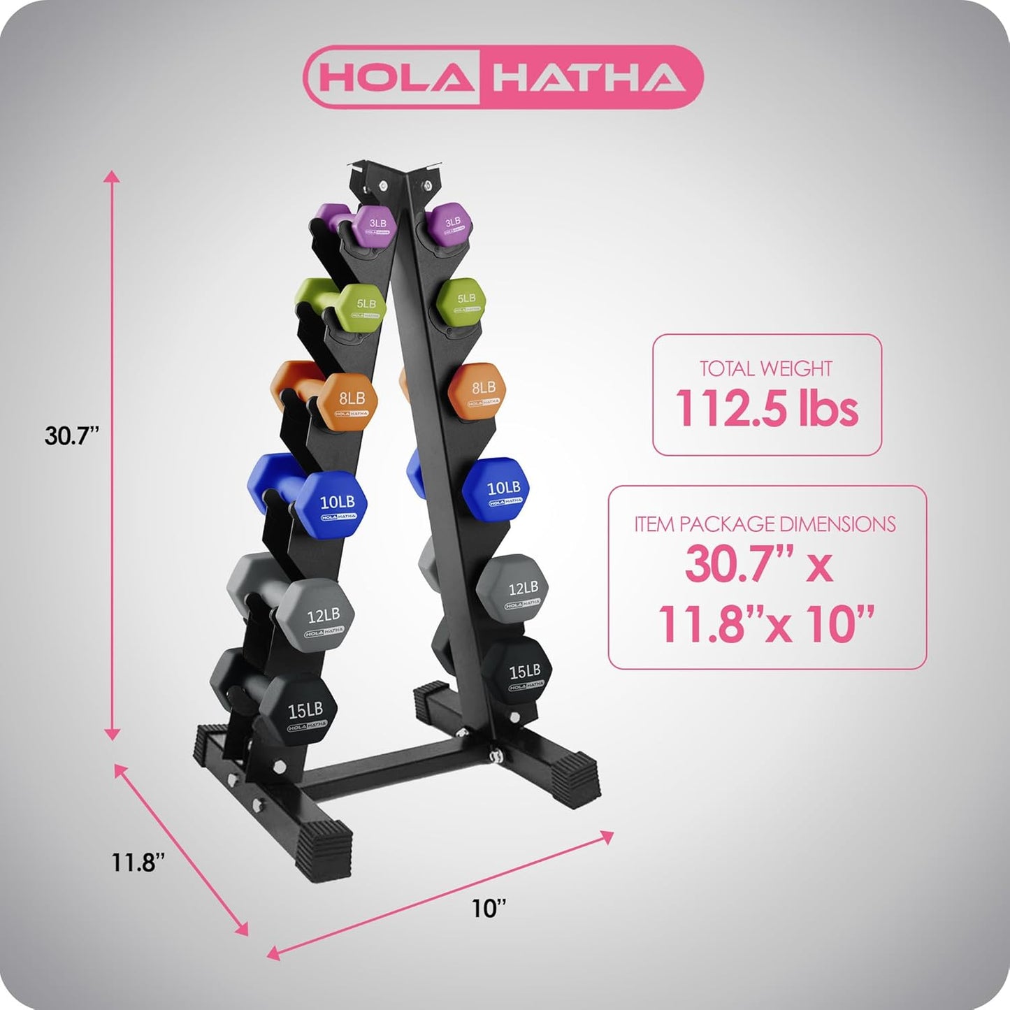 1, 2 and 3 lb Neoprene Dumbbell Strength Training Weight Set with Rack