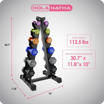 1, 2 and 3 lb Neoprene Dumbbell Strength Training Weight Set with Rack