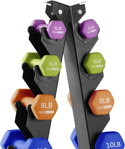 1, 2 and 3 lb Neoprene Dumbbell Strength Training Weight Set with Rack