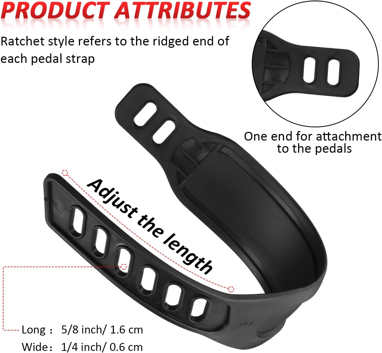 2 Pairs Stationary Bike Pedal Straps, Universal Fit, 1.7 x 12 in | Adjustable Buckle, Non Slip Grip for Exercise Cycle Home or Gym, Secure Foot Hold