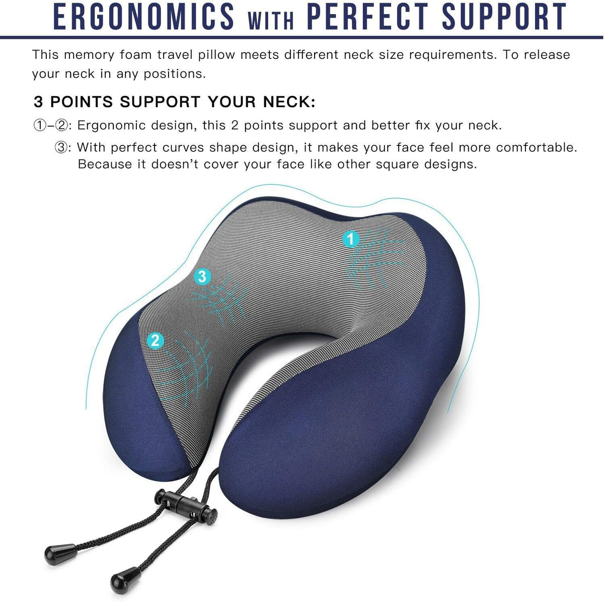 MLVOC Airplane Travel Neck Pillow for Sleeping, 3D-Eye Mask & Earplugs Kit