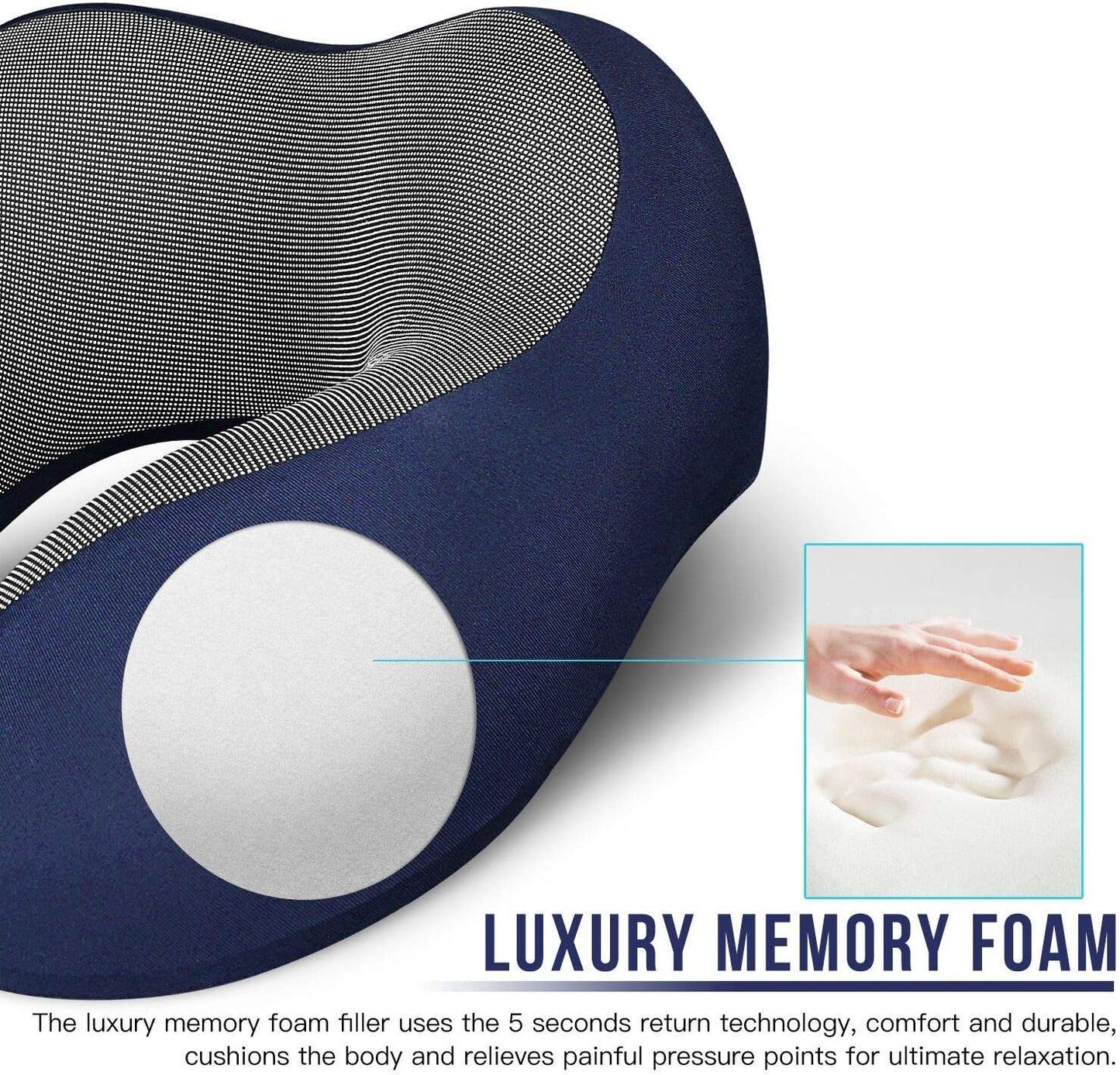 MLVOC Airplane Travel Neck Pillow for Sleeping, 3D-Eye Mask & Earplugs Kit