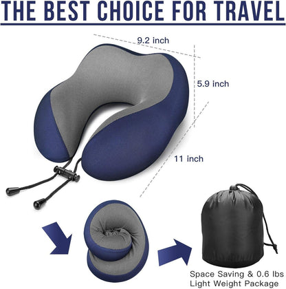 MLVOC Airplane Travel Neck Pillow for Sleeping, 3D-Eye Mask & Earplugs Kit