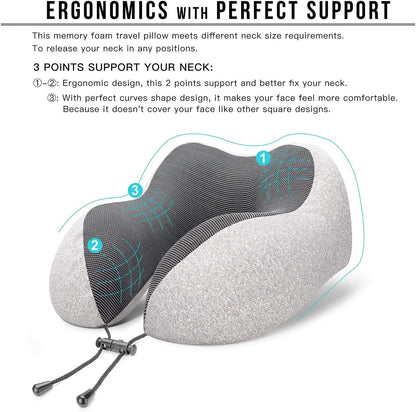 MLVOC Airplane Travel Neck Pillow for Sleeping, 3D-Eye Mask & Earplugs Kit