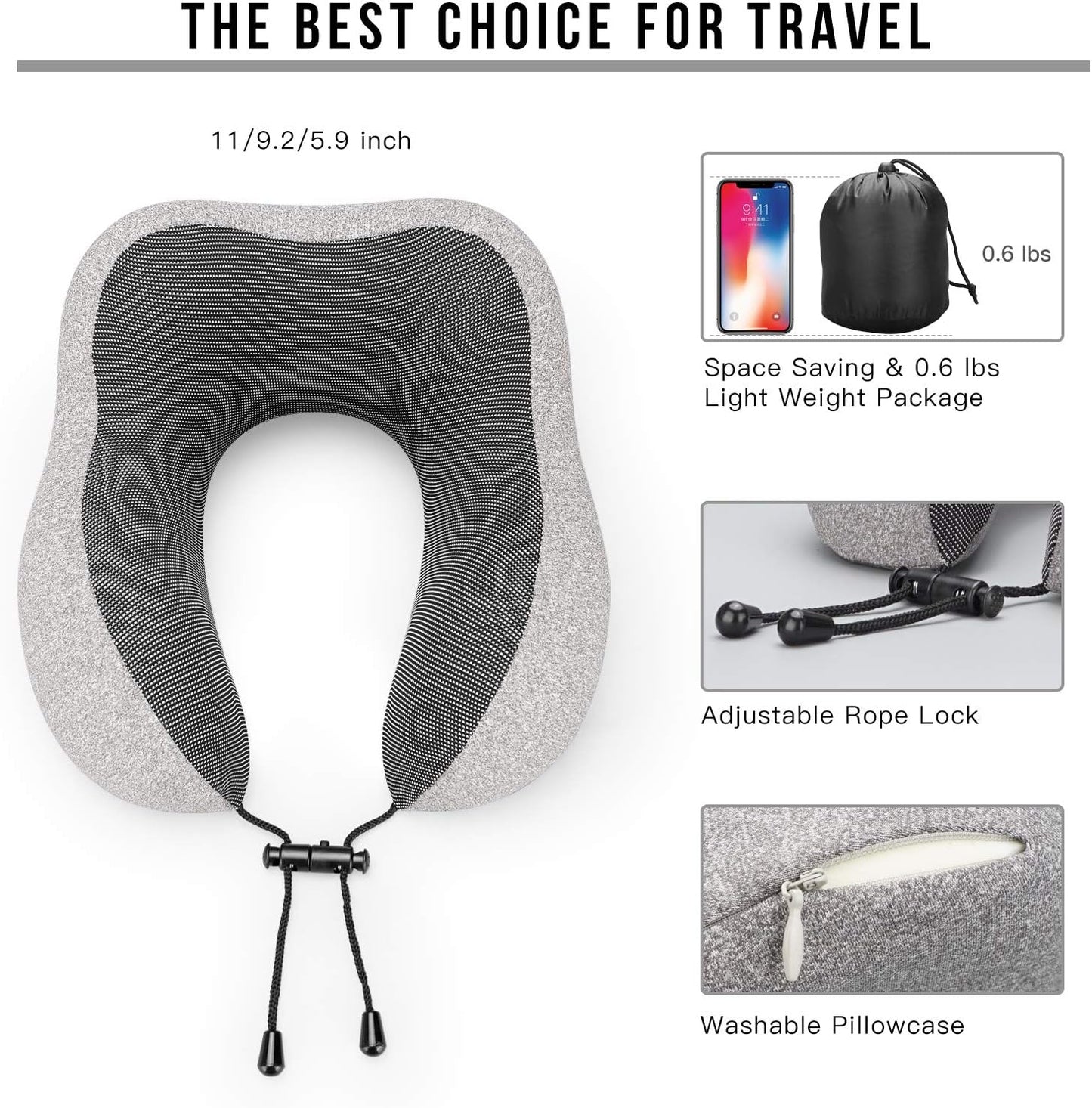 MLVOC Airplane Travel Neck Pillow for Sleeping, 3D-Eye Mask & Earplugs Kit