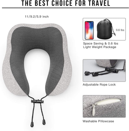 MLVOC Airplane Travel Neck Pillow for Sleeping, 3D-Eye Mask & Earplugs Kit