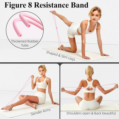 Pilates Kit for Home Workouts, Pilates Equipment, Pilates Ring and Ball, Ankle Resistance Bands with Cuffs, Exercise Bands and Socks, Home Pilates Essential Kit for Women & Beginners