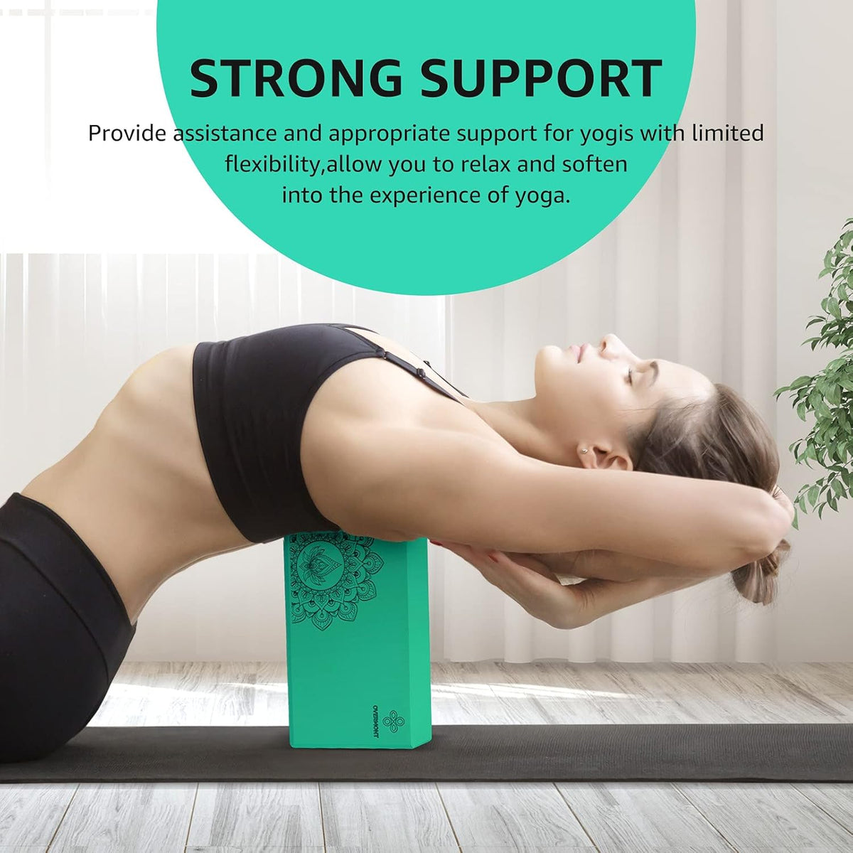 Yoga Block 2 Pack Supportive Latex-Free EVA Foam Soft Non-Slip Surface for General Fitness Pilates Stretching and Meditation 9"x6"x3" Yoga Strap Included