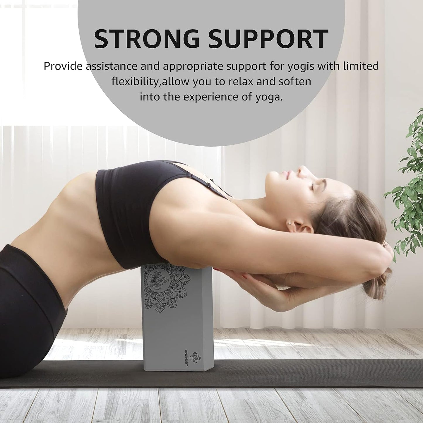 Yoga Block 2 Pack Supportive Latex-Free EVA Foam Soft Non-Slip Surface for General Fitness Pilates Stretching and Meditation 9"x6"x3" Yoga Strap Included