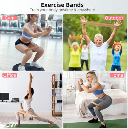 Resistance Bands for Working Out, 5-Pack Elastic Exercise Bands for Strength Training, Stretching, Workout; Home Gym Equipment for Women Men, Pilates Yoga Physical Therapy, Leg Glute Arm Exercise Kit
