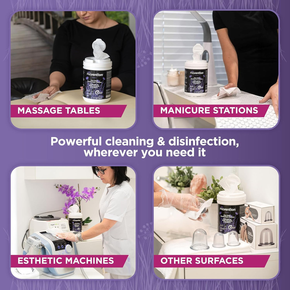 All Purpose Disinfectant Wipes – Canister of Cleaning Wipes for Salons, Spas, Wellness Centers and Yoga Studios – Hospital Grade Surface Sanitizing – 160 Count