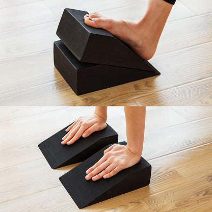 Yoga Foam Wedge Blocks (Pair) Soft Wrist Wedge, Supportive Foot Exercise Accessories, For Balance, Strength, Stretch, Pilates, Fitness, Squat, Pushup, Plank, EVA Riser Block