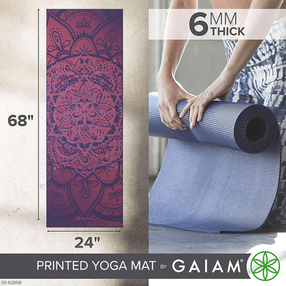 Premium Yoga Mat, 6mm Thick Print Mat | Premium 6mm thick cushioning for joint support. Non-slip print design for yoga, Pilates & floor workouts.