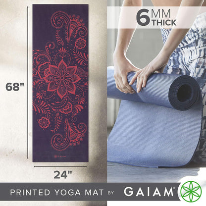 Premium Yoga Mat, 6mm Thick Print Mat | Premium 6mm thick cushioning for joint support. Non-slip print design for yoga, Pilates & floor workouts.