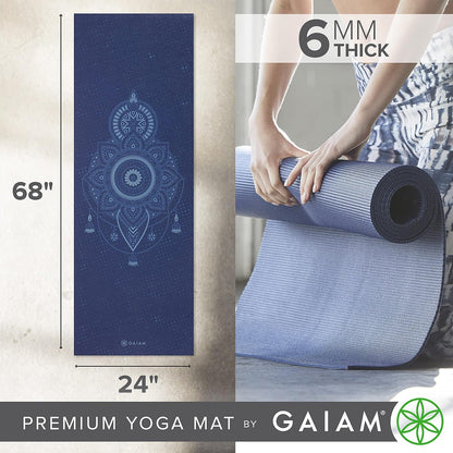 Premium Yoga Mat, 6mm Thick Print Mat | Premium 6mm thick cushioning for joint support. Non-slip print design for yoga, Pilates & floor workouts.