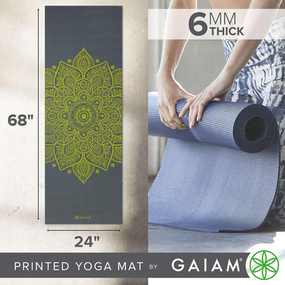 Premium Yoga Mat, 6mm Thick Print Mat | Premium 6mm thick cushioning for joint support. Non-slip print design for yoga, Pilates & floor workouts.