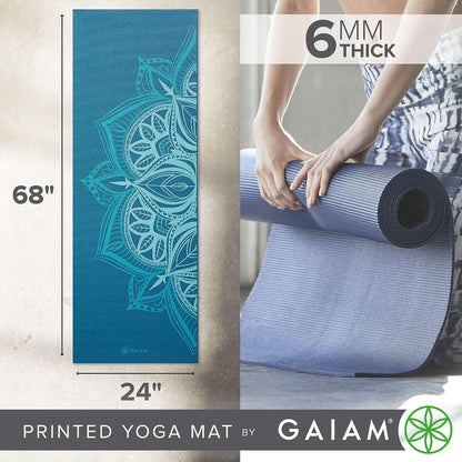 Premium Yoga Mat, 6mm Thick Print Mat | Premium 6mm thick cushioning for joint support. Non-slip print design for yoga, Pilates & floor workouts.