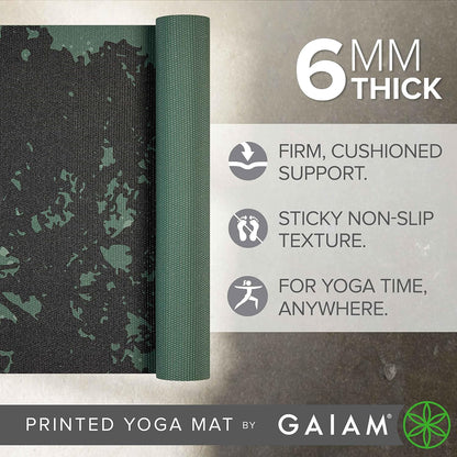 Premium Yoga Mat, 6mm Thick Print Mat | Premium 6mm thick cushioning for joint support. Non-slip print design for yoga, Pilates & floor workouts.