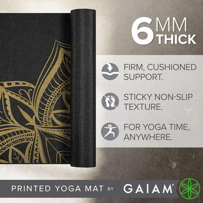Premium Yoga Mat, 6mm Thick Print Mat | Premium 6mm thick cushioning for joint support. Non-slip print design for yoga, Pilates & floor workouts.