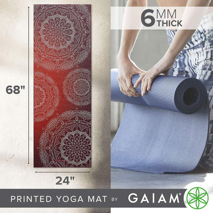 Premium Yoga Mat, 6mm Thick Print Mat | Premium 6mm thick cushioning for joint support. Non-slip print design for yoga, Pilates & floor workouts.