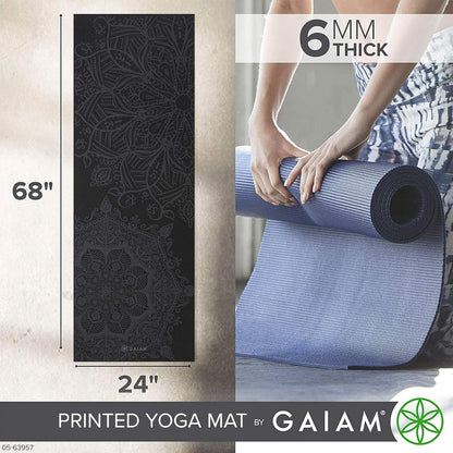 Premium Yoga Mat, 6mm Thick Print Mat | Premium 6mm thick cushioning for joint support. Non-slip print design for yoga, Pilates & floor workouts.