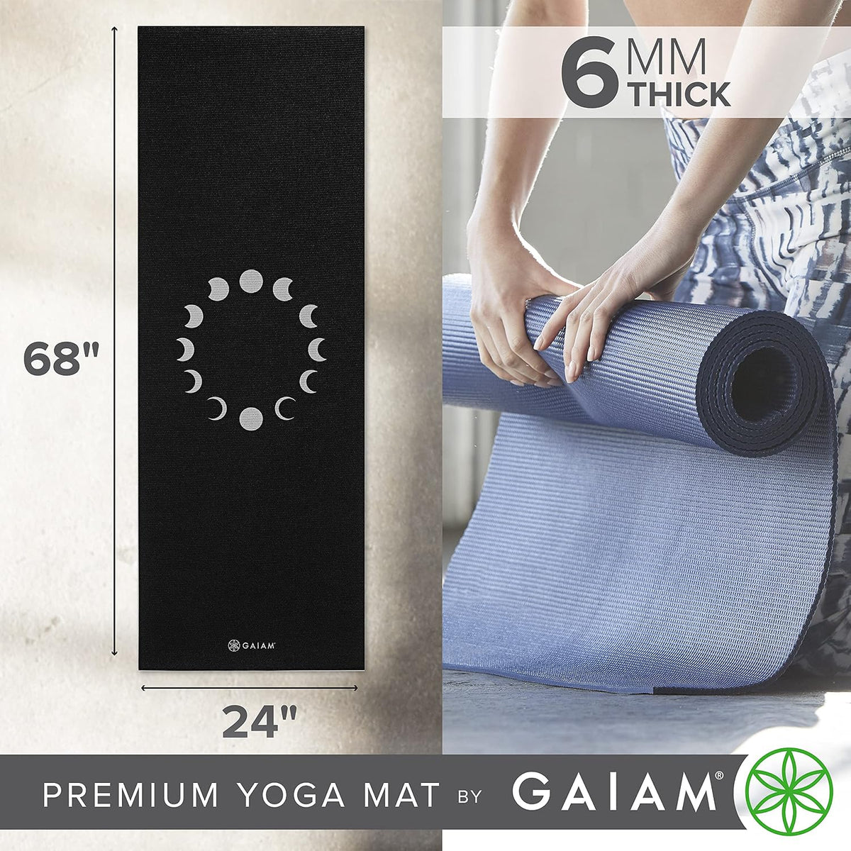 Premium Yoga Mat, 6mm Thick Print Mat | Premium 6mm thick cushioning for joint support. Non-slip print design for yoga, Pilates & floor workouts.