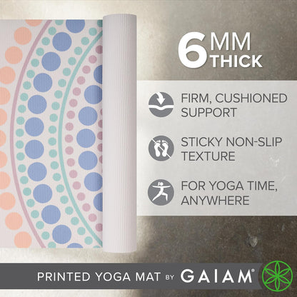 Premium Yoga Mat, 6mm Thick Print Mat | Premium 6mm thick cushioning for joint support. Non-slip print design for yoga, Pilates & floor workouts.
