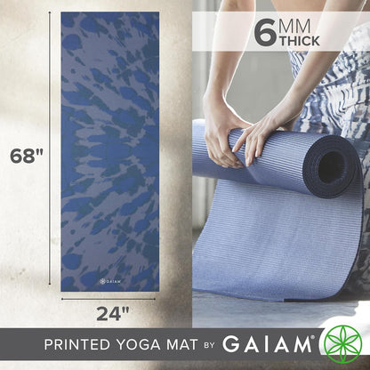 Premium Yoga Mat, 6mm Thick Print Mat | Premium 6mm thick cushioning for joint support. Non-slip print design for yoga, Pilates & floor workouts.