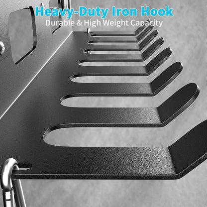 Multi-Purpose Gym Equipment Storage Rack for Resistance Bands - Gym Wall Storage for Exercise Bands, Yoga mat, Jump Ropes, Weight Belts, Straps, Hula Hoop (Black White)