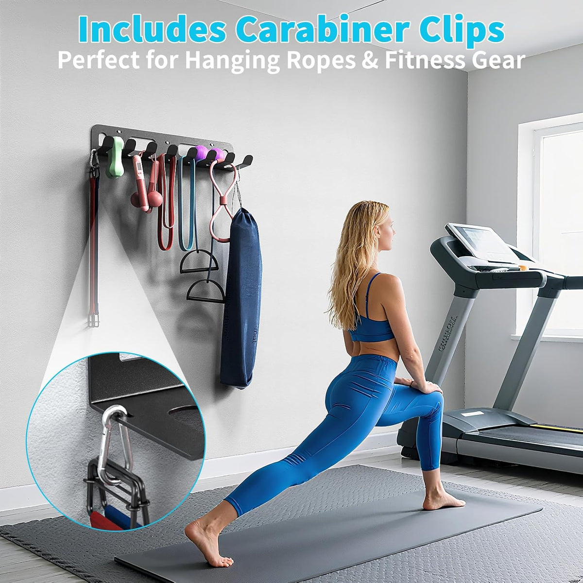 Multi-Purpose Gym Equipment Storage Rack for Resistance Bands - Gym Wall Storage for Exercise Bands, Yoga mat, Jump Ropes, Weight Belts, Straps, Hula Hoop (Black White)