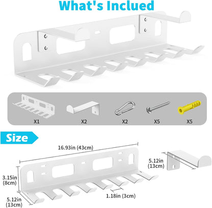 Multi-Purpose Gym Equipment Storage Rack for Resistance Bands - Gym Wall Storage for Exercise Bands, Yoga mat, Jump Ropes, Weight Belts, Straps, Hula Hoop (Black White)