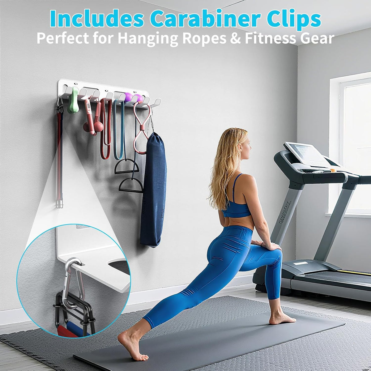 Multi-Purpose Gym Equipment Storage Rack for Resistance Bands - Gym Wall Storage for Exercise Bands, Yoga mat, Jump Ropes, Weight Belts, Straps, Hula Hoop (Black White)