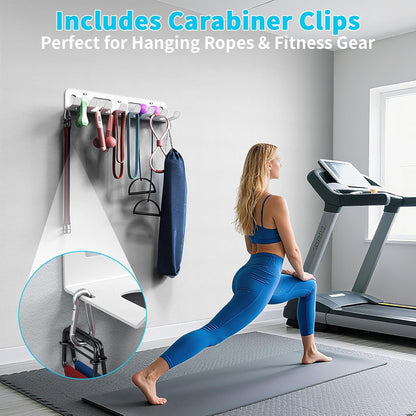 Multi-Purpose Gym Equipment Storage Rack for Resistance Bands - Gym Wall Storage for Exercise Bands, Yoga mat, Jump Ropes, Weight Belts, Straps, Hula Hoop (Black White)