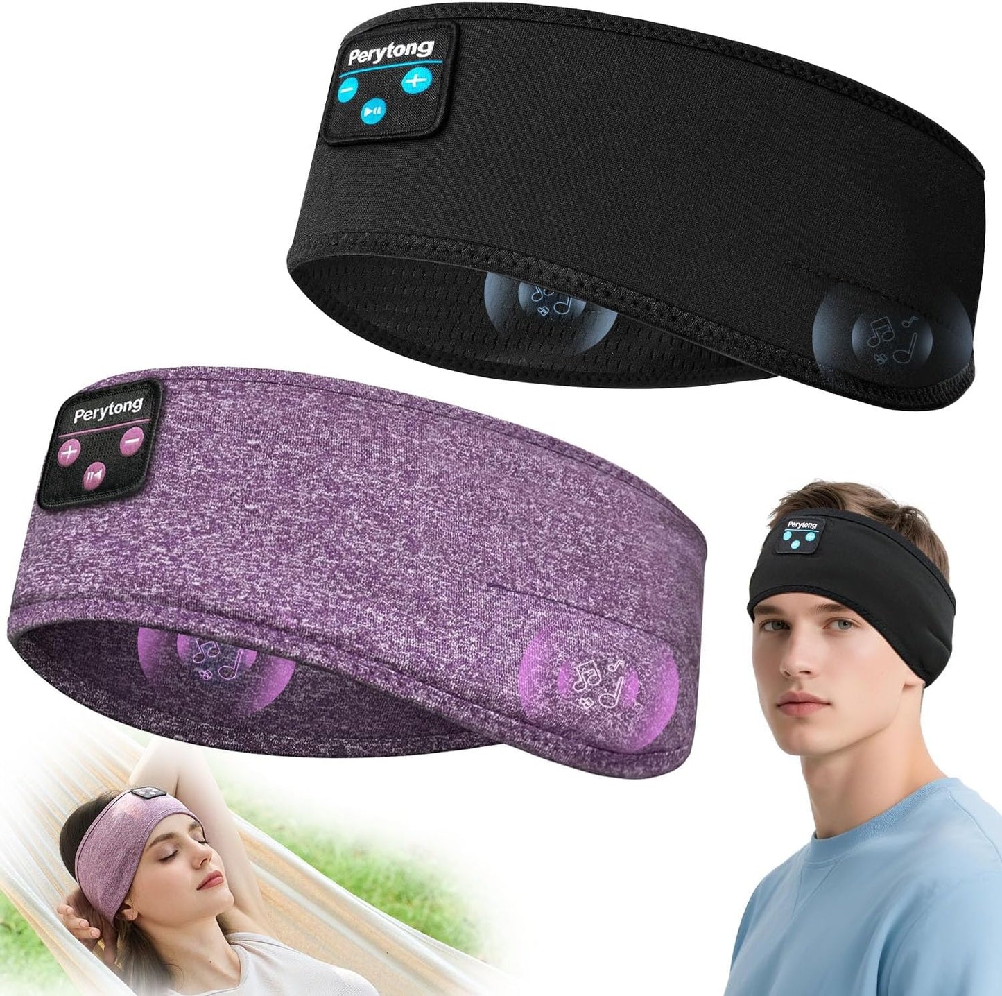 2 Pack Sleep Headphones, Sleeping Headphones | Bluetooth Headband with Ultra-Thin HD Stereo Speaker, Wireless Headphone for Sports, Insomnia, Yoga, Air Travel, Meditation