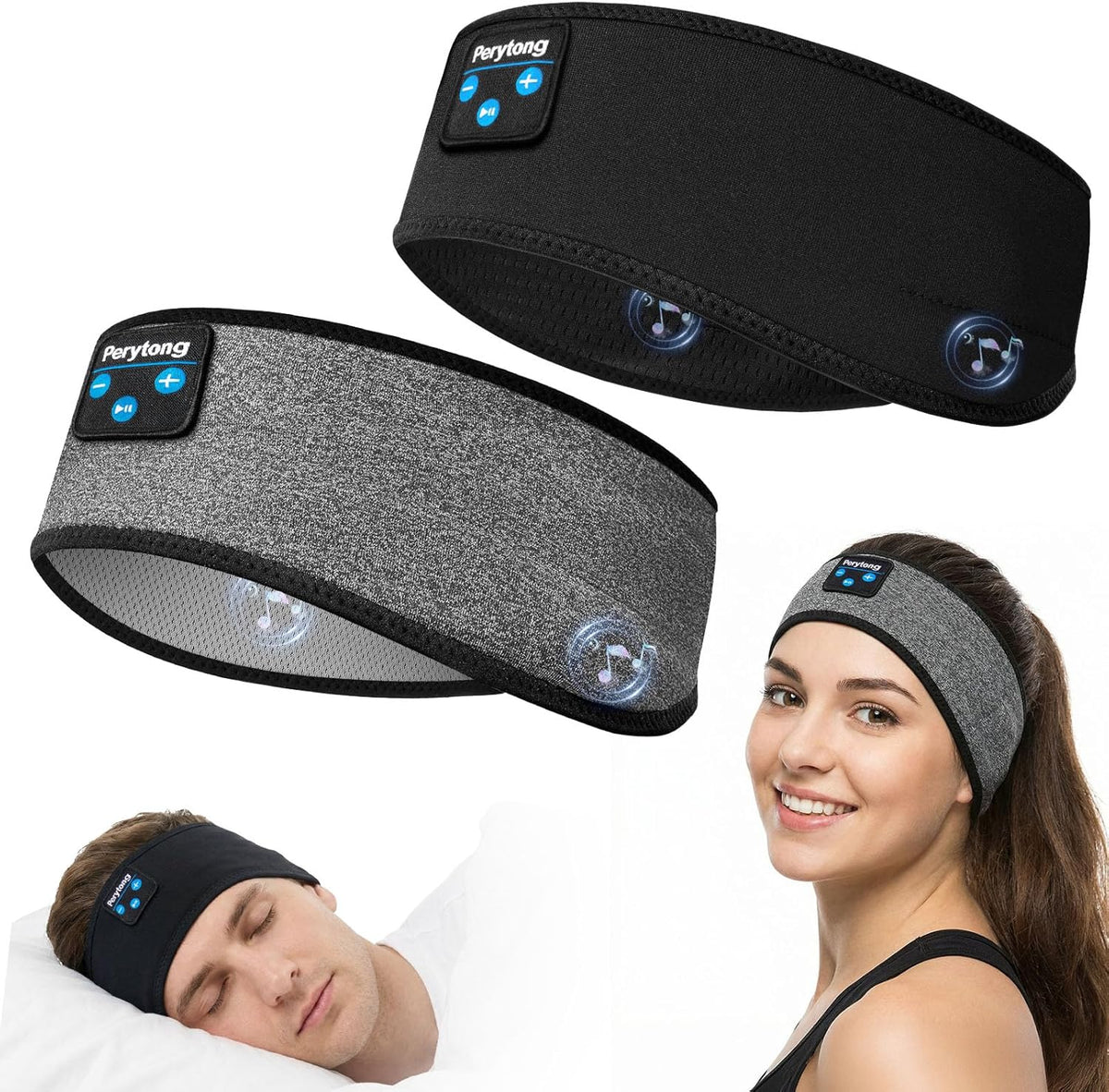 2 Pack Sleep Headphones, Sleeping Headphones | Bluetooth Headband with Ultra-Thin HD Stereo Speaker, Wireless Headphone for Sports, Insomnia, Yoga, Air Travel, Meditation