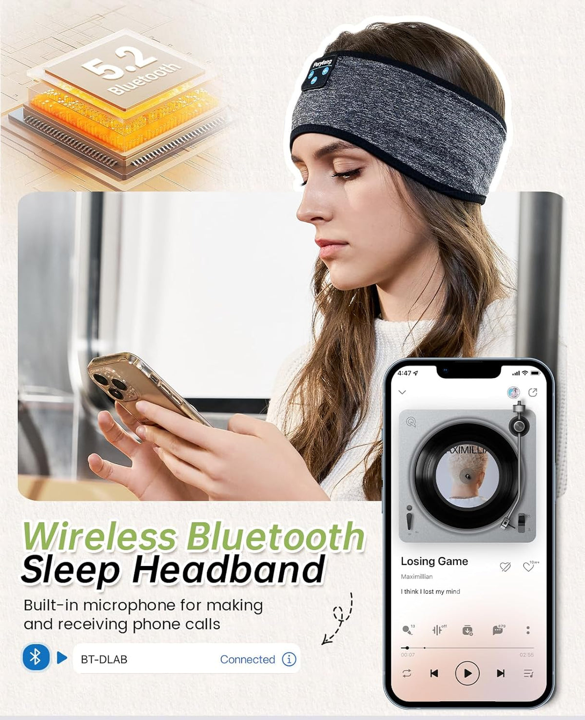 2 Pack Sleep Headphones, Sleeping Headphones | Bluetooth Headband with Ultra-Thin HD Stereo Speaker, Wireless Headphone for Sports, Insomnia, Yoga, Air Travel, Meditation