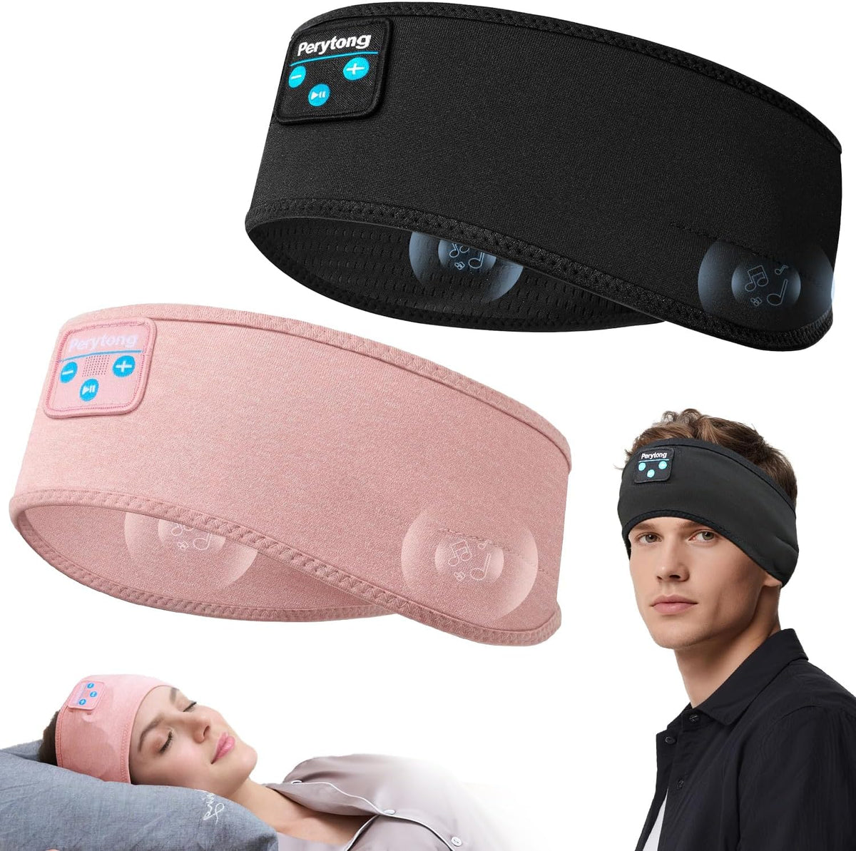 2 Pack Sleep Headphones, Sleeping Headphones | Bluetooth Headband with Ultra-Thin HD Stereo Speaker, Wireless Headphone for Sports, Insomnia, Yoga, Air Travel, Meditation