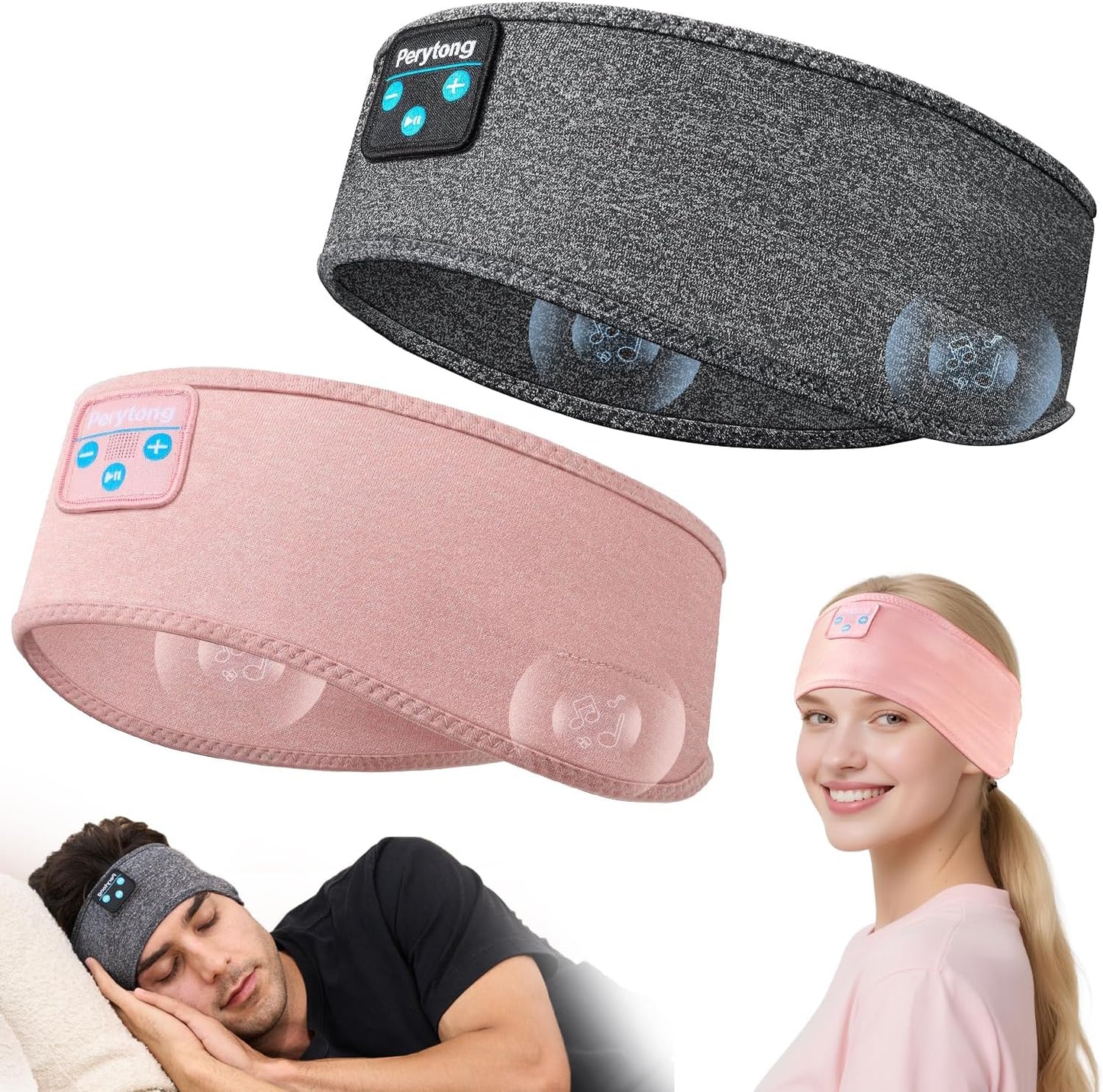 2 Pack Sleep Headphones, Sleeping Headphones | Bluetooth Headband with Ultra-Thin HD Stereo Speaker, Wireless Headphone for Sports, Insomnia, Yoga, Air Travel, Meditation