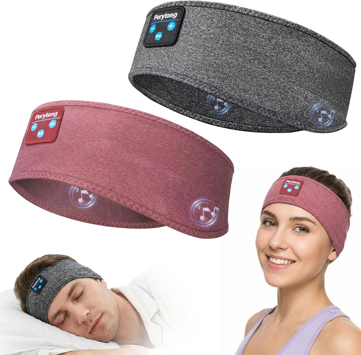 2 Pack Sleep Headphones, Sleeping Headphones | Bluetooth Headband with Ultra-Thin HD Stereo Speaker, Wireless Headphone for Sports, Insomnia, Yoga, Air Travel, Meditation