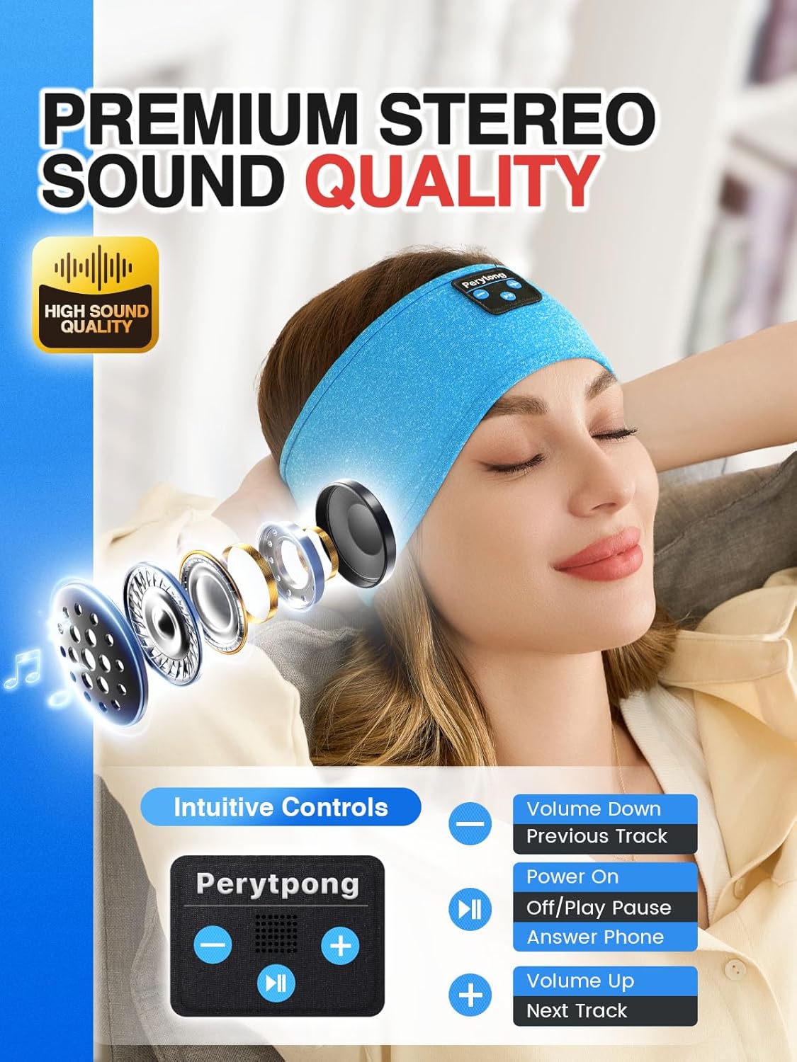 2 Pack Sleep Headphones, Sleeping Headphones | Bluetooth Headband with Ultra-Thin HD Stereo Speaker, Wireless Headphone for Sports, Insomnia, Yoga, Air Travel, Meditation