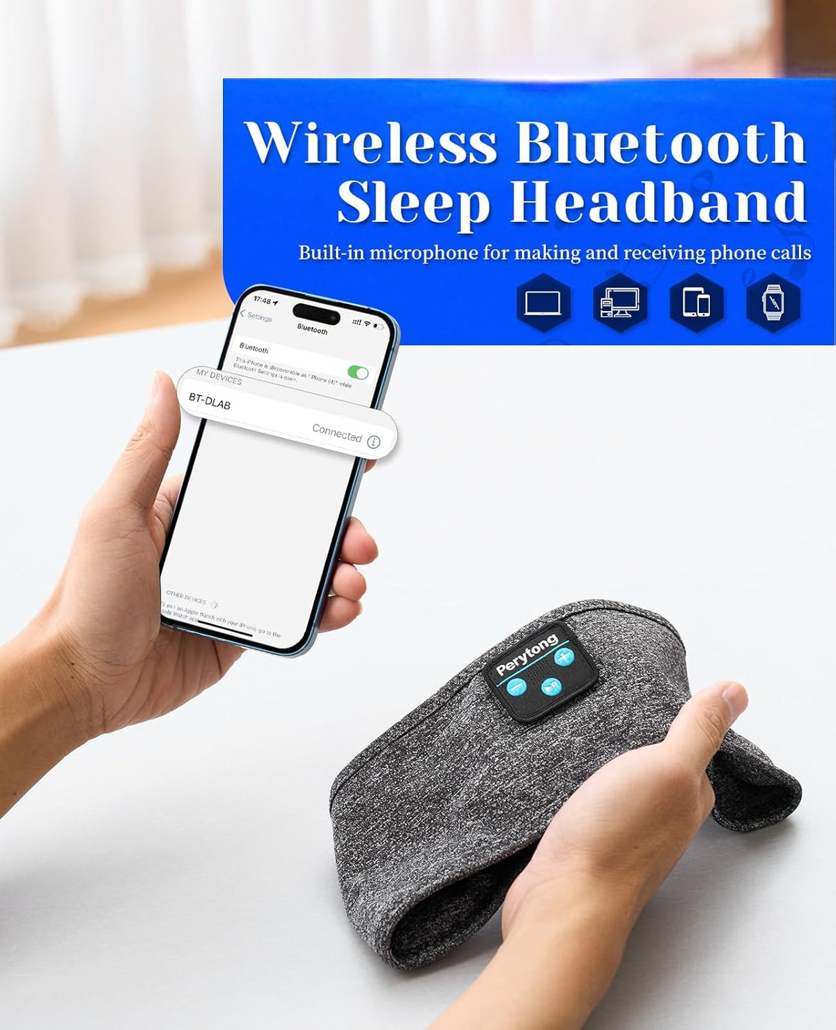 2 Pack Sleep Headphones, Sleeping Headphones | Bluetooth Headband with Ultra-Thin HD Stereo Speaker, Wireless Headphone for Sports, Insomnia, Yoga, Air Travel, Meditation
