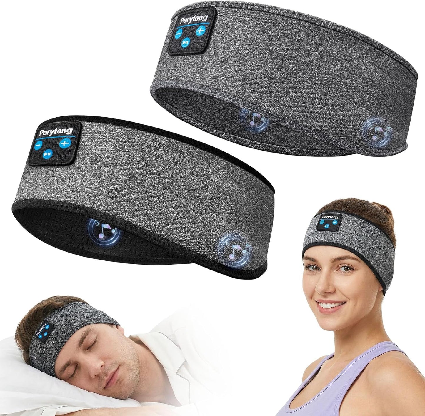 2 Pack Sleep Headphones, Sleeping Headphones | Bluetooth Headband with Ultra-Thin HD Stereo Speaker, Wireless Headphone for Sports, Insomnia, Yoga, Air Travel, Meditation