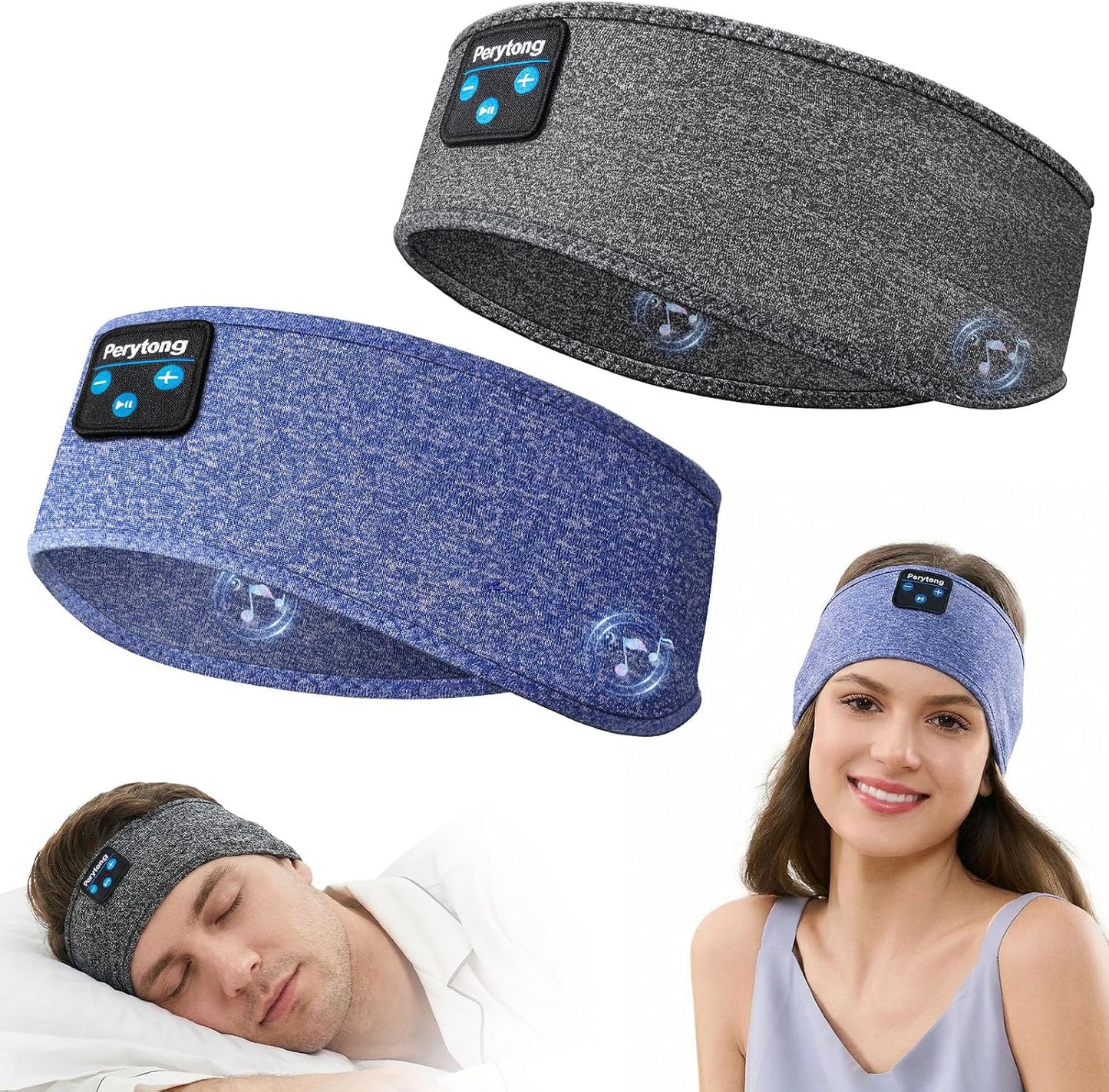 2 Pack Sleep Headphones, Sleeping Headphones | Bluetooth Headband with Ultra-Thin HD Stereo Speaker, Wireless Headphone for Sports, Insomnia, Yoga, Air Travel, Meditation