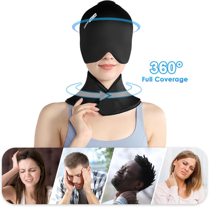 Cold Cap and Neck Ice Pack Wrap Gel Combo, Care Package for Head and Cervical, Medium