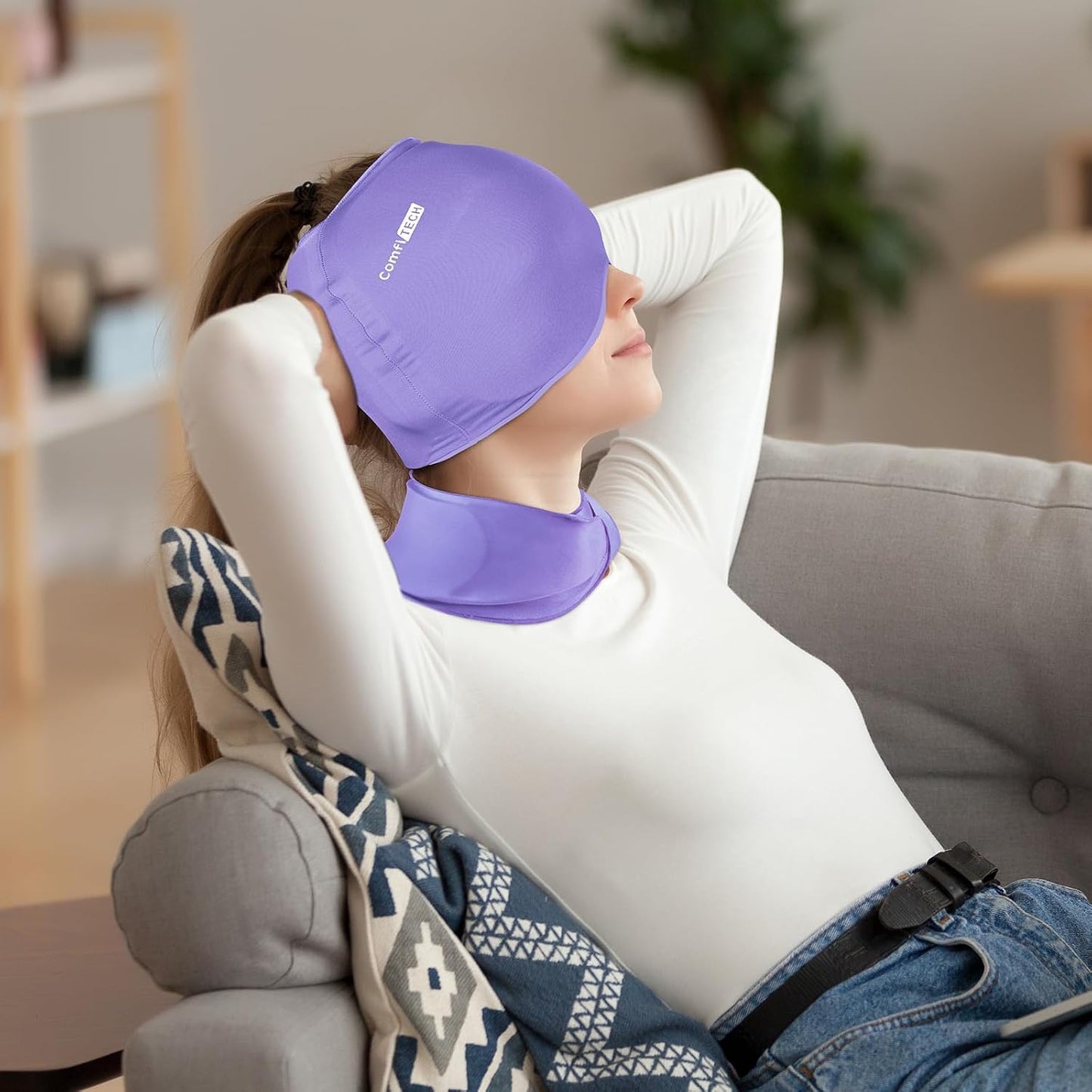 Cold Cap and Neck Ice Pack Wrap Gel Combo, Care Package for Head and Cervical, Medium