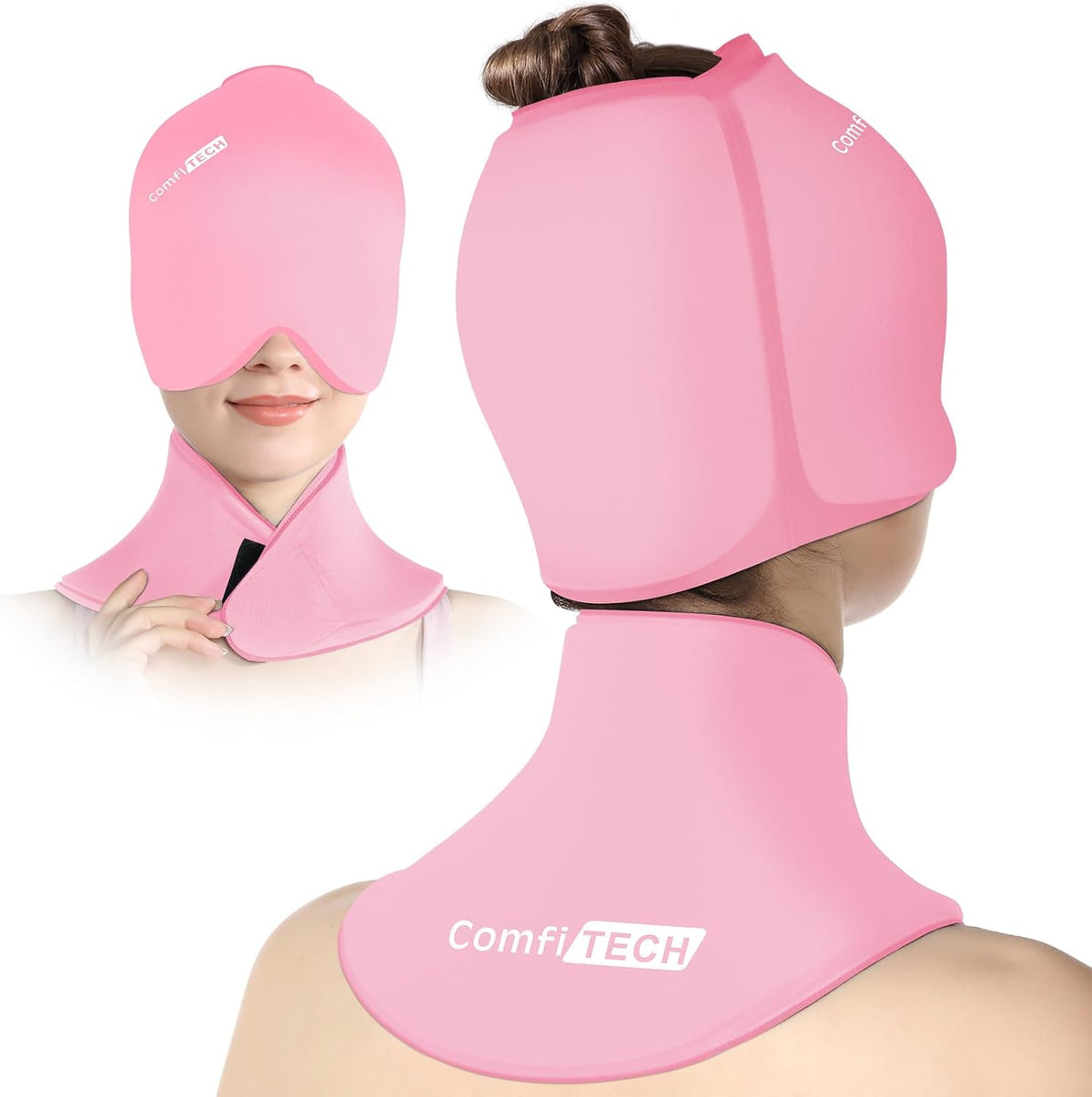 Cold Cap and Neck Ice Pack Wrap Gel Combo, Care Package for Head and Cervical, Medium