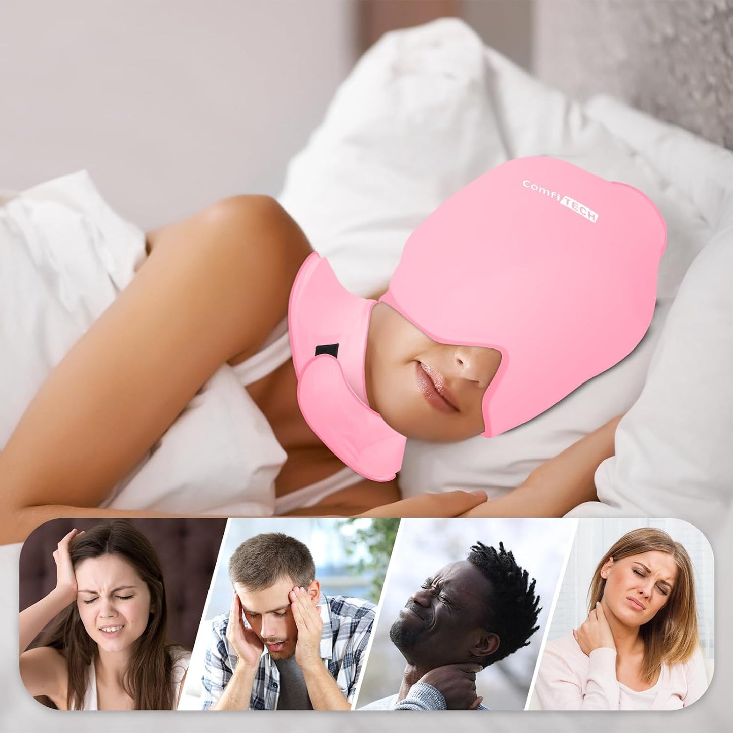 Cold Cap and Neck Ice Pack Wrap Gel Combo, Care Package for Head and Cervical, Medium