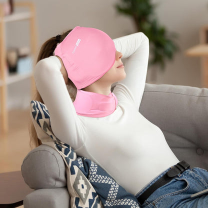 Cold Cap and Neck Ice Pack Wrap Gel Combo, Care Package for Head and Cervical, Medium